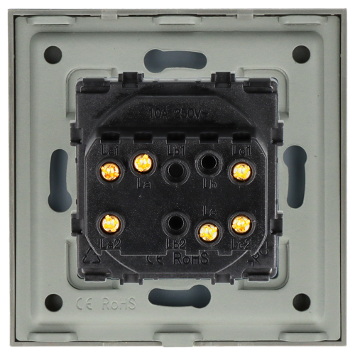 Włącznik szklany mechaniczny światła pojedynczy krzyżowy szary