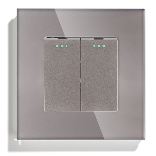 Włącznik szklany mechaniczny światła podwójny szary