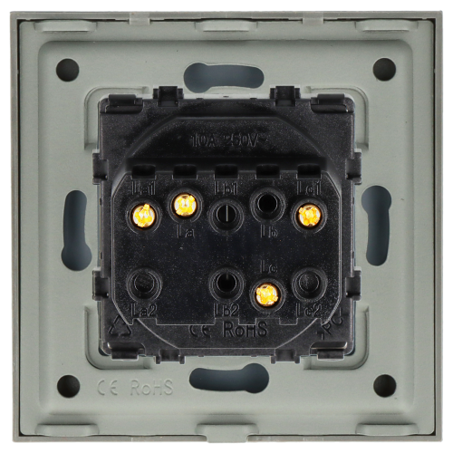 Włącznik szklany mechaniczny światła podwójny szary