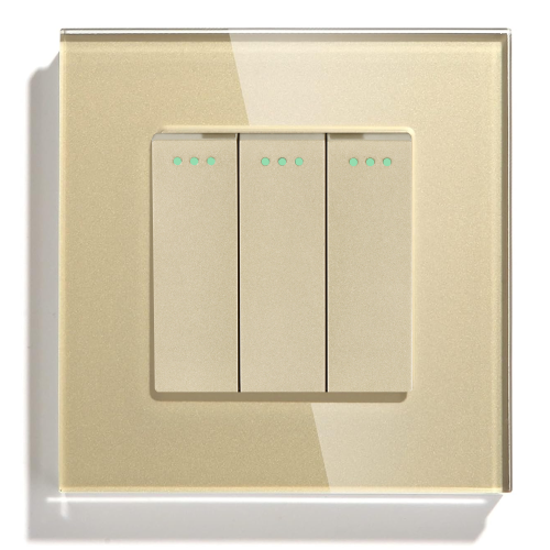 Włącznik szklany mechaniczny światła potrójny złoty