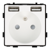 Moduł gniazda elektrycznego z ładowarką USB A+A 230V pojedynczy biały