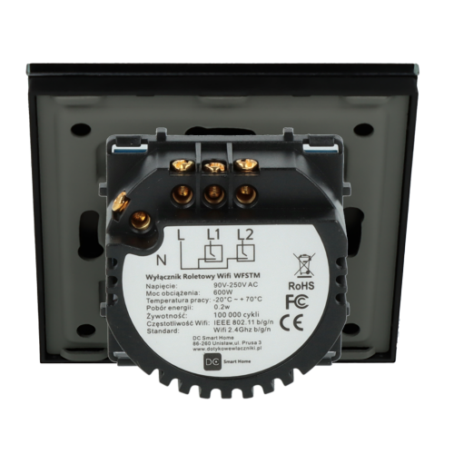 Włącznik dotykowy Rolet (Żaluzjowy) Wi-Fi Czarny z N z Podtrzymaniem