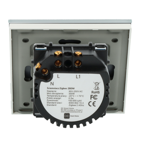 Ściemniacz dotykowy pojedynczy ZigBee 2.4GHz Biały z N