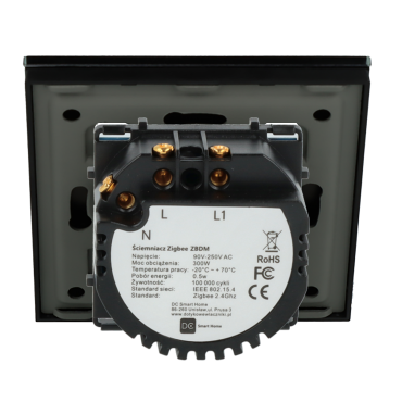 Ściemniacz dotykowy pojedynczy ZigBee 2.4GHz Czarny z N
