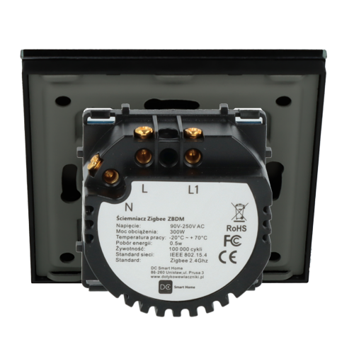 Ściemniacz dotykowy pojedynczy ZigBee 2.4GHz Czarny z N
