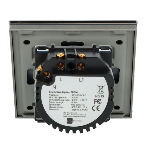 Ściemniacz dotykowy pojedynczy ZigBee 2.4GHz Szary z N