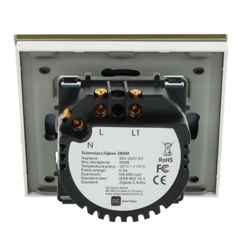Ściemniacz dotykowy pojedynczy ZigBee 2.4GHz Złoty z N