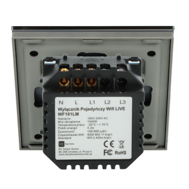 Włącznik dotykowy pojedynczy Wi-Fi Szary Only Live Line Bez N