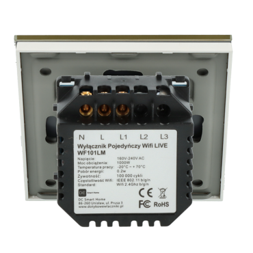 Włącznik dotykowy pojedynczy Wi-Fi Złoty Only Live Line Bez N