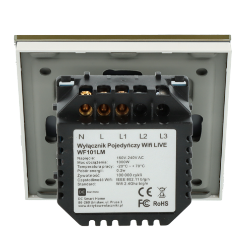 Włącznik dotykowy pojedynczy Wi-Fi Złoty Only Live Line Bez N