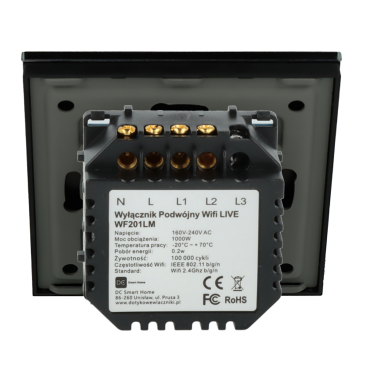 Włącznik dotykowy podwójny Wi-Fi Czarny Only Live Line Bez N