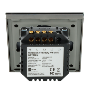 Włącznik dotykowy podwójny Wi-Fi Szary Only Live Line Bez N