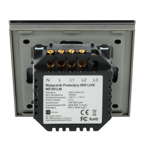 Włącznik dotykowy podwójny Wi-Fi Szary Only Live Line Bez N