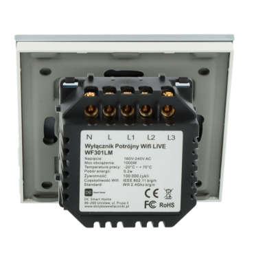 Włącznik dotykowy potrójny Wi-Fi Biały Only Live Line Bez N