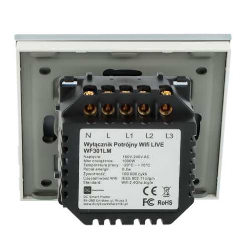Włącznik dotykowy potrójny Wi-Fi Biały Only Live Line Bez N