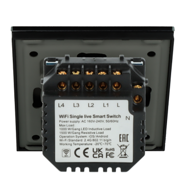 Włącznik dotykowy poczwórny Wi-Fi Czarny Only Live Line Bez N