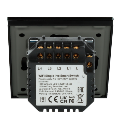 Włącznik dotykowy poczwórny Wi-Fi Czarny Only Live Line Bez N