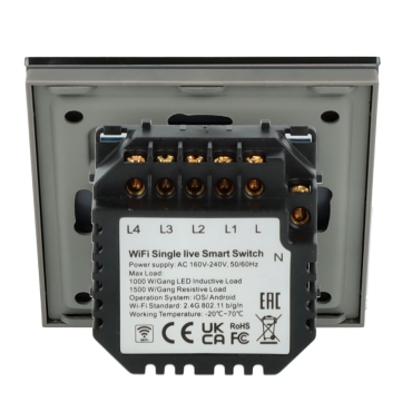 Włącznik dotykowy poczwórny Wi-Fi Szary Only Live Line Bez N