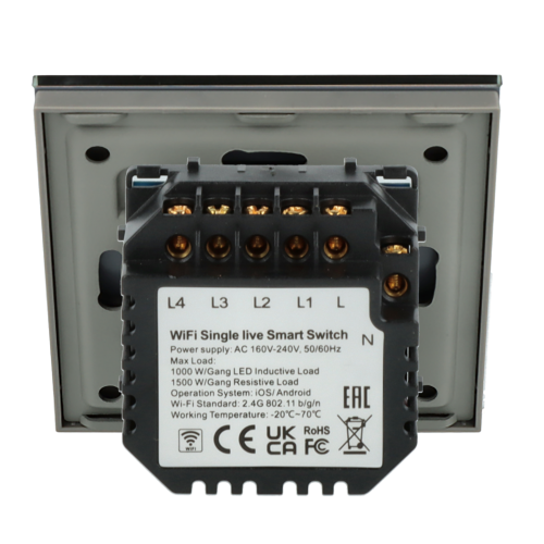 Włącznik dotykowy poczwórny Wi-Fi Szary Only Live Line Bez N