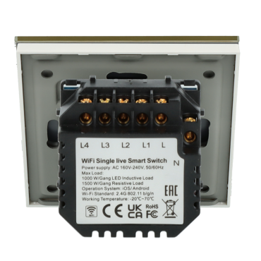 Włącznik dotykowy poczwórny Wi-Fi Złoty Only Live Line Bez N