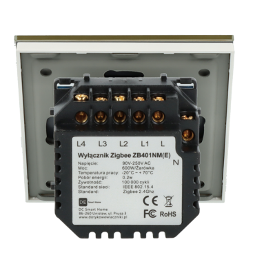 Włącznik dotykowy poczwórny ZigBee 2.4GHz Złoty z N