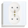 Gniazdo elektryczne z bolcem 230V podwójne białe z ramką szklaną