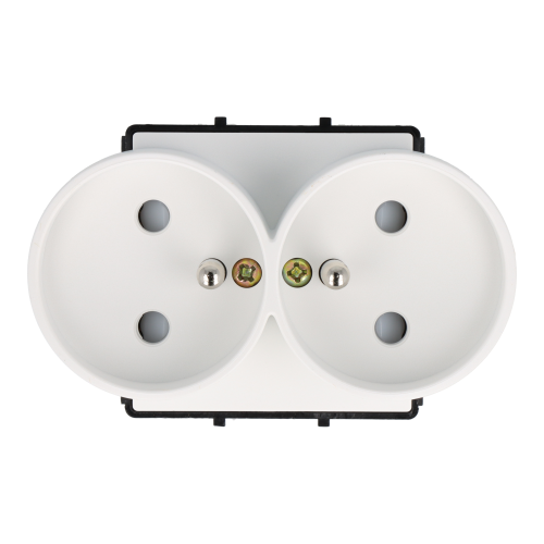 Moduł gniazda elektrycznego z bolcem 230V podwójny biały