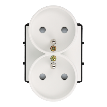 Moduł gniazda elektrycznego z bolcem 230V podwójny biały