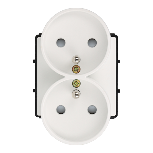 Moduł gniazda elektrycznego z bolcem 230V podwójny biały