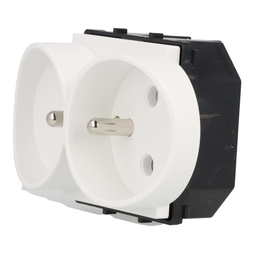 Moduł gniazda elektrycznego z bolcem 230V podwójny biały