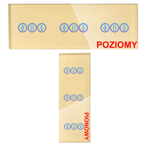 Panel Szklany Potrójny Na 3 Puszki 2G1G2G Złoty DC Smart Home