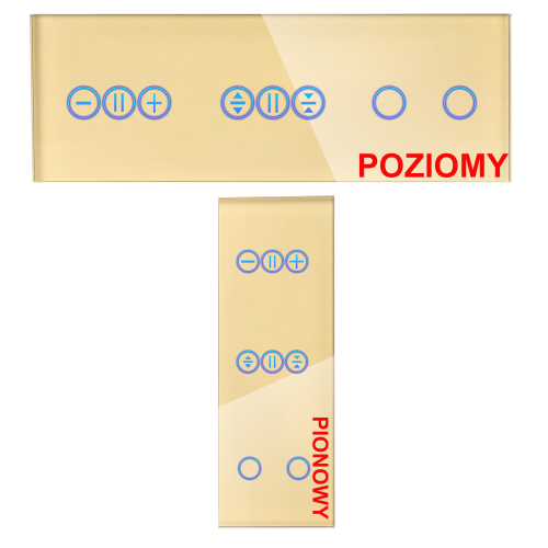 Panel Szklany Potrójny Na 3 Puszki 2G1G2G Złoty DC Smart Home