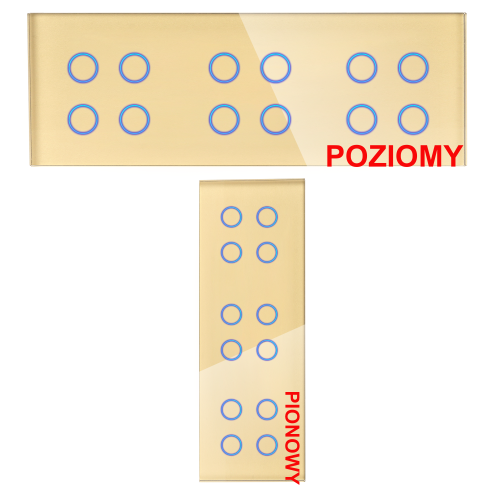 Panel Szklany Potrójny Na 3 Puszki 2G1G2G Złoty DC Smart Home