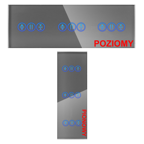 Panel Szklany Potrójny Na 3 Puszki 2G1G2G Szary DC Smart Home