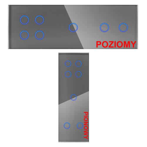 Panel Szklany Potrójny Na 3 Puszki 2G1G2G Szary DC Smart Home