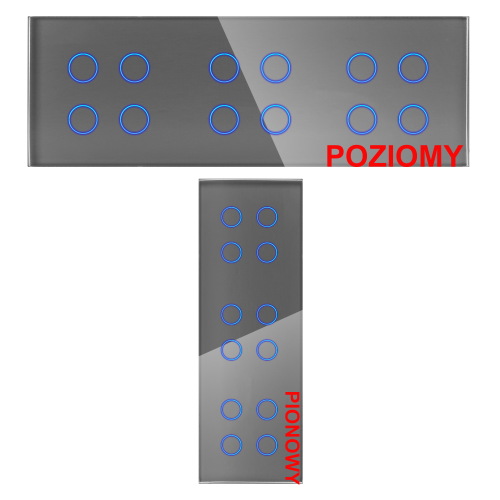 Panel Szklany Potrójny Na 3 Puszki 2G1G2G Szary DC Smart Home