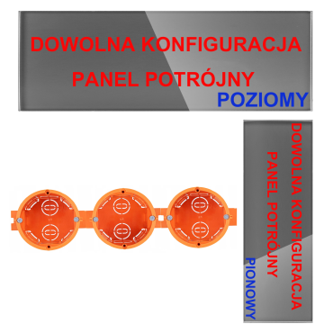 Panel Szklany Potrójny Na 3 Puszki 2G1G2G Szary DC Smart Home