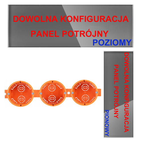 Panel Szklany Potrójny Na 3 Puszki 2G1G2G Szary DC Smart Home