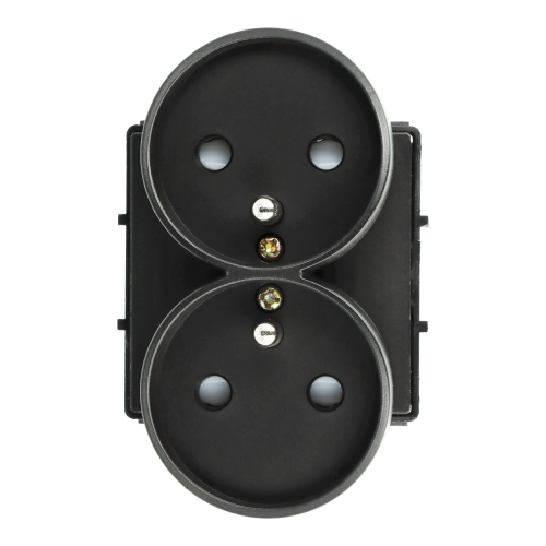Moduł gniazda elektrycznego z bolcem 230V podwójny czarny