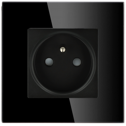 Gniazdo elektryczne z bolcem 230V pojedyncze czarne z ramką szklaną