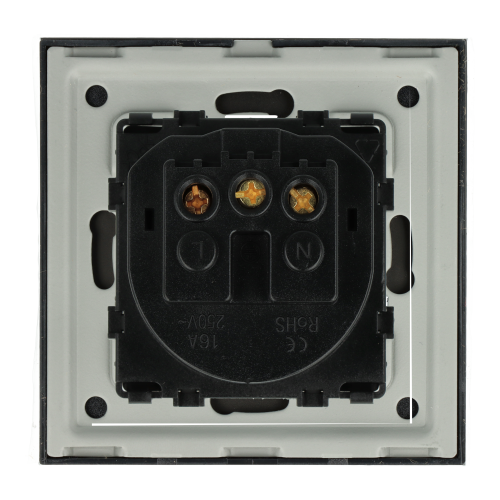 Gniazdo elektryczne z bolcem 230V pojedyncze czarne z ramką szklaną